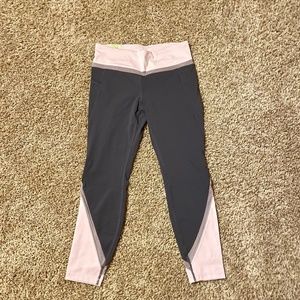 grey + pink workout leggings with pockets